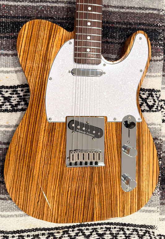 T-Style Zebrawood, front of body with white pickguard