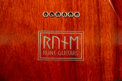 T-Style Padauk, Rune Guitars logo and string ferrules on the back